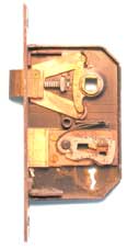 Mortise lock with side plate removed 
