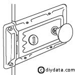 Rim lock with door jamb staple