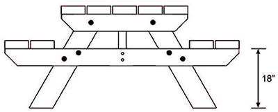 End view of picnic table